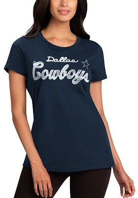 Dallas Cowboys Womens Navy Blue Record Setter Short Sleeve T-Shirt