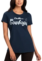 Dallas Cowboys Womens Navy Blue Record Setter Short Sleeve T-Shirt
