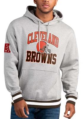 Starter Cleveland Browns Mens Grey SNAP Long Sleeve Hoodie