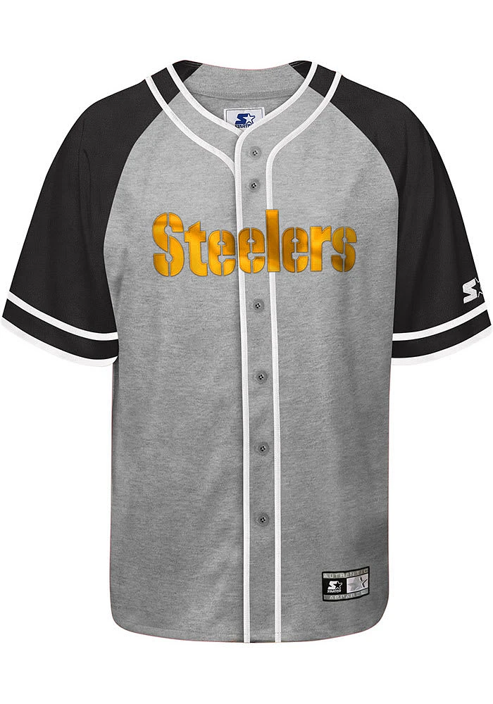 Starter Pittsburgh Steelers Mens Grey TRAINING CAMP Baseball Jersey