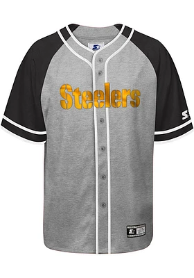 Starter Pittsburgh Steelers Mens Grey TRAINING CAMP Baseball Jersey