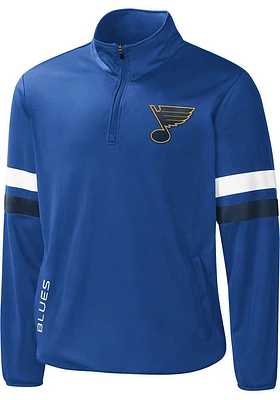 St Louis Blues Mens Blue PLAYER OPTION Long Sleeve Qtr Zip Pullover