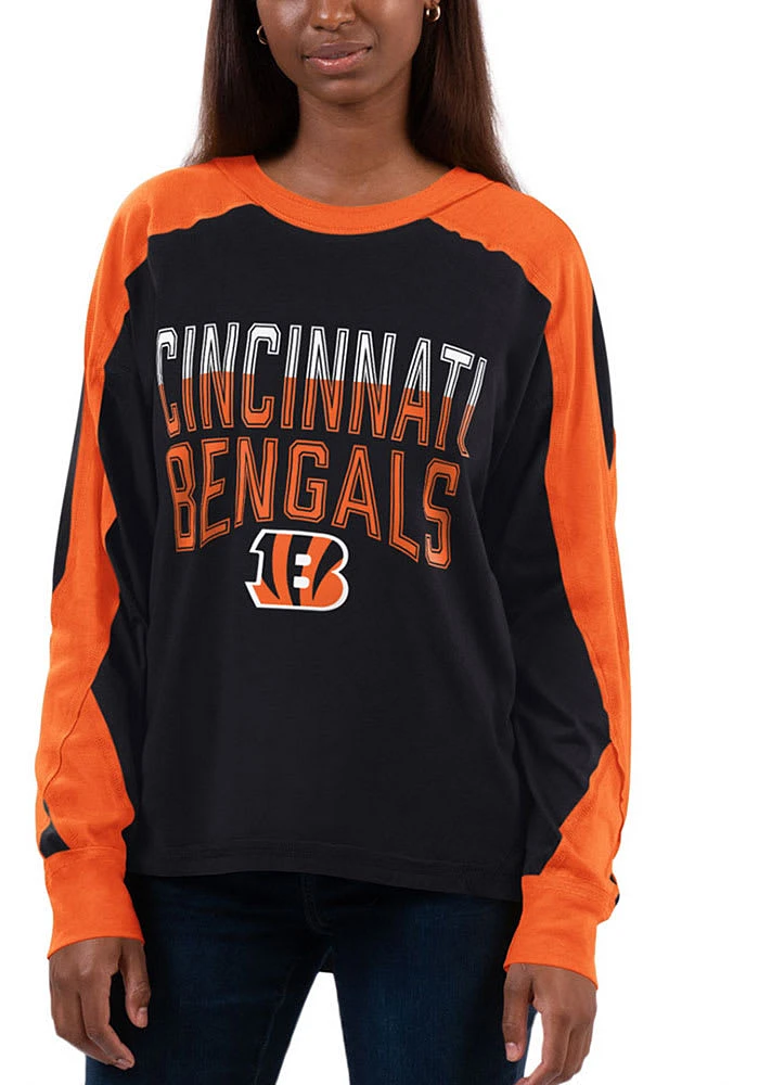 Cincinnati Bengals Womens Black Smash LS Tee