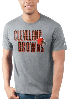 Starter Cleveland Browns Grey STENCIL Short Sleeve T Shirt