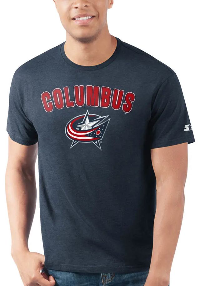 Starter Columbus Blue Jackets Navy ARCH NAME Short Sleeve T Shirt