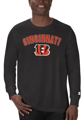 Starter Cincinnati Bengals Black ARCH NAME Logo  Long Sleeve T Shirt