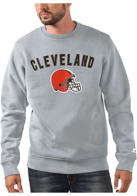 Starter Cleveland Browns Mens Grey ARCH NAME Long Sleeve Crew Sweatshirt
