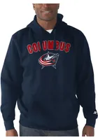 Starter Columbus Blue Jackets Mens Navy ARCH NAME Long Sleeve Hoodie