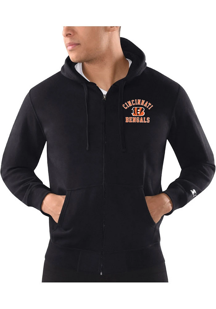 Starter Cincinnati Bengals Mens Black Heart and Soul Left Chest Long Sleeve Full Zip Jacket