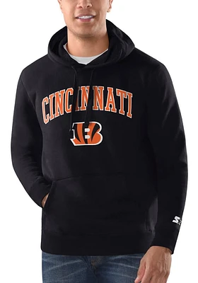 Starter Cincinnati Bengals Mens Black Arch Name Wordmark Long Sleeve Hoodie