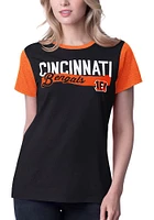 Cincinnati Bengals Womens Black Racer Short Sleeve T-Shirt