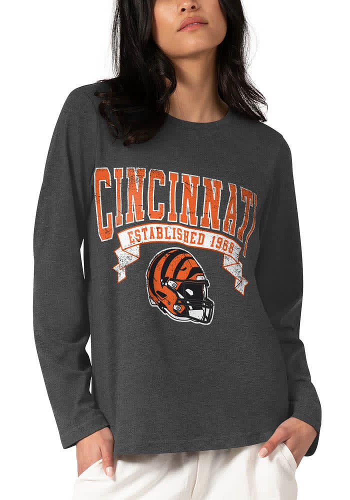 Cincinnati Bengals Womens Black Heather LS Tee