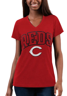 Cincinnati Reds Womens Red Vintage Short Sleeve T-Shirt