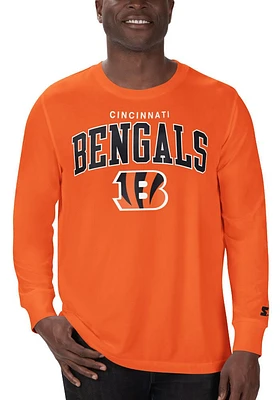 Starter Cincinnati Bengals Arch Name Mascot Design Long Sleeve T Shirt