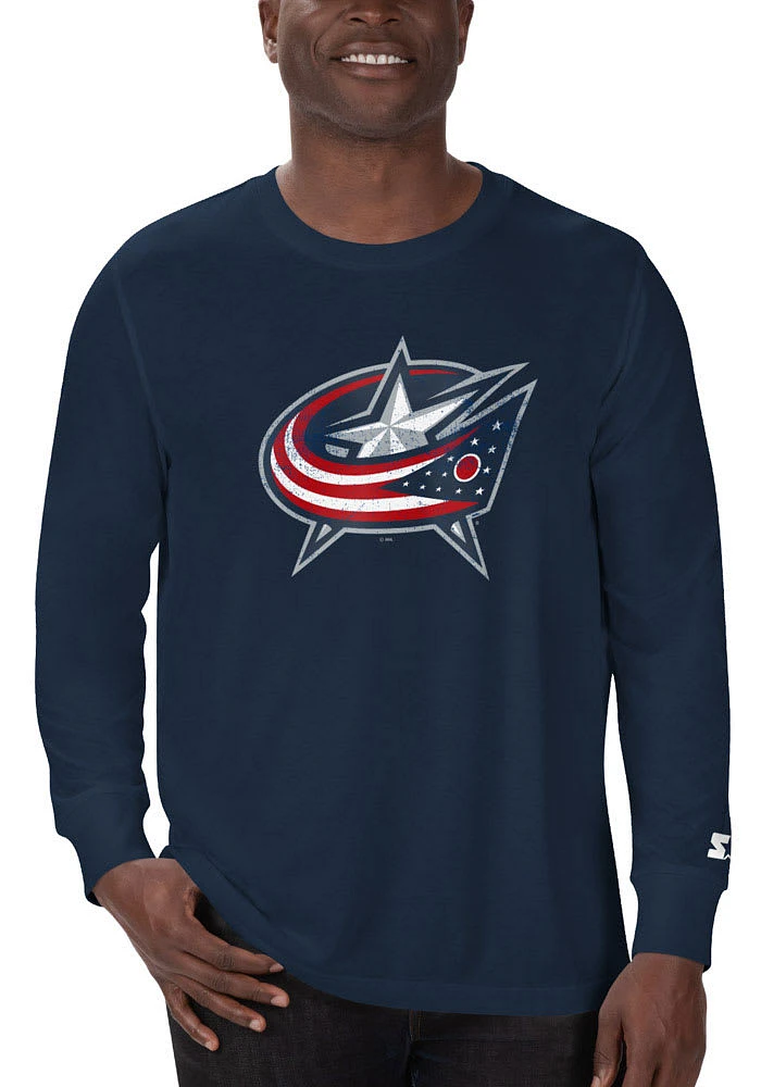 Starter Columbus Blue Jackets Navy Primary Long Sleeve T Shirt