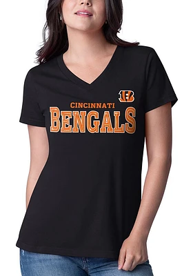 Cincinnati Bengals Womens Black Rhinestone Short Sleeve T-Shirt