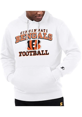 Starter Cincinnati Bengals Mens White Sport Drop Long Sleeve Hoodie