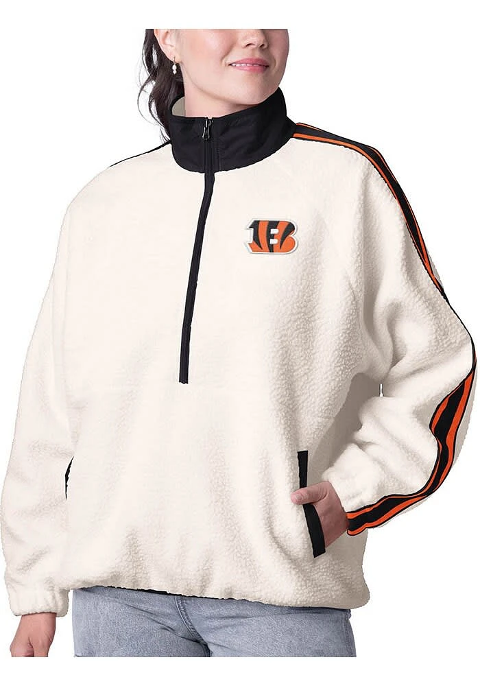 Cincinnati Bengals Womens White Skilled Play Qtr Zip