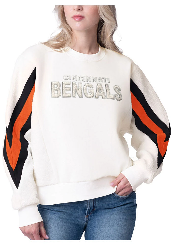 Cincinnati Bengals Womens White Punt Crew Sweatshirt