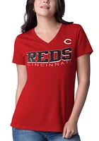 Cincinnati Reds Womens Red Strategy Short Sleeve T-Shirt