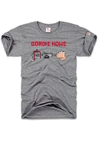 Gordie Howe Detroit Red Wings Grey Hat Trick Short Sleeve Fashion Player T Shirt