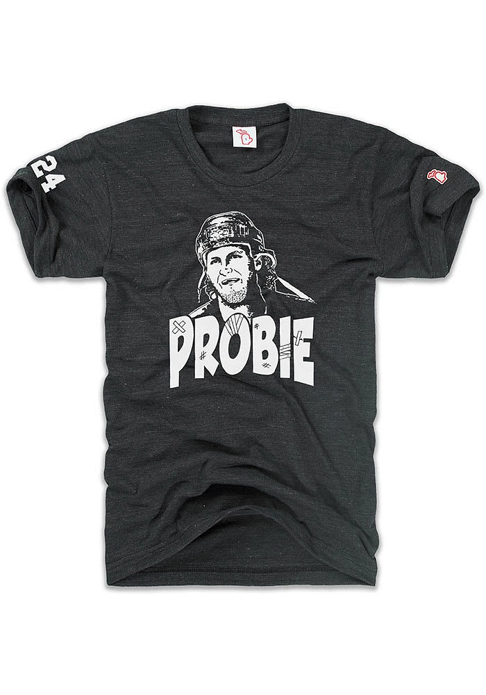 Bob Probert Detroit Red Wings Black Probie Short Sleeve Fashion Player T Shirt
