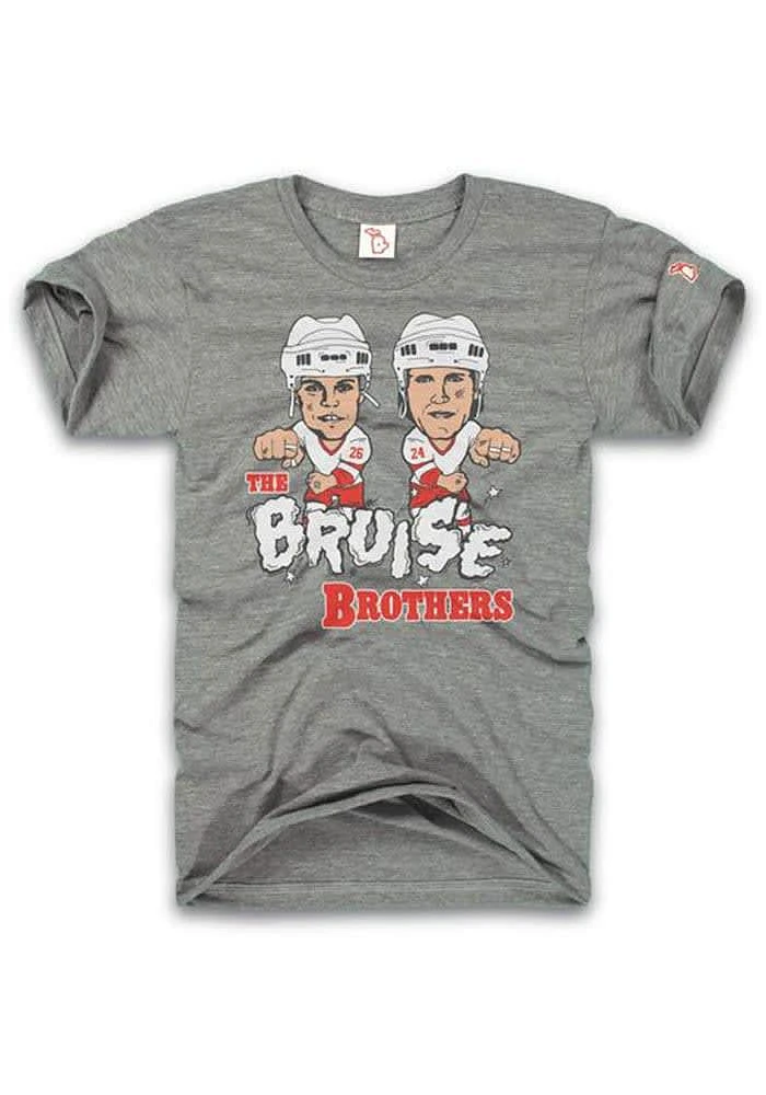 Bob Probert Detroit Red Wings Grey Bruise Brothers Short Sleeve Fashion Player T Shirt