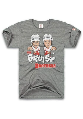 Bob Probert Detroit Red Wings Grey Bruise Brothers Short Sleeve Fashion Player T Shirt
