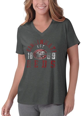 Cincinnati Reds Womens Charcoal Performance T-Shirt