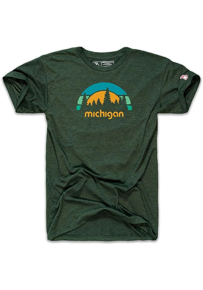 The Mitten State Michigan Green Outdoors Short Sleeve Fashion T Shirt