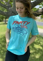 The Mitten State Michigan Light Blue Pontoon Party Short Sleeve Fashion T Shirt