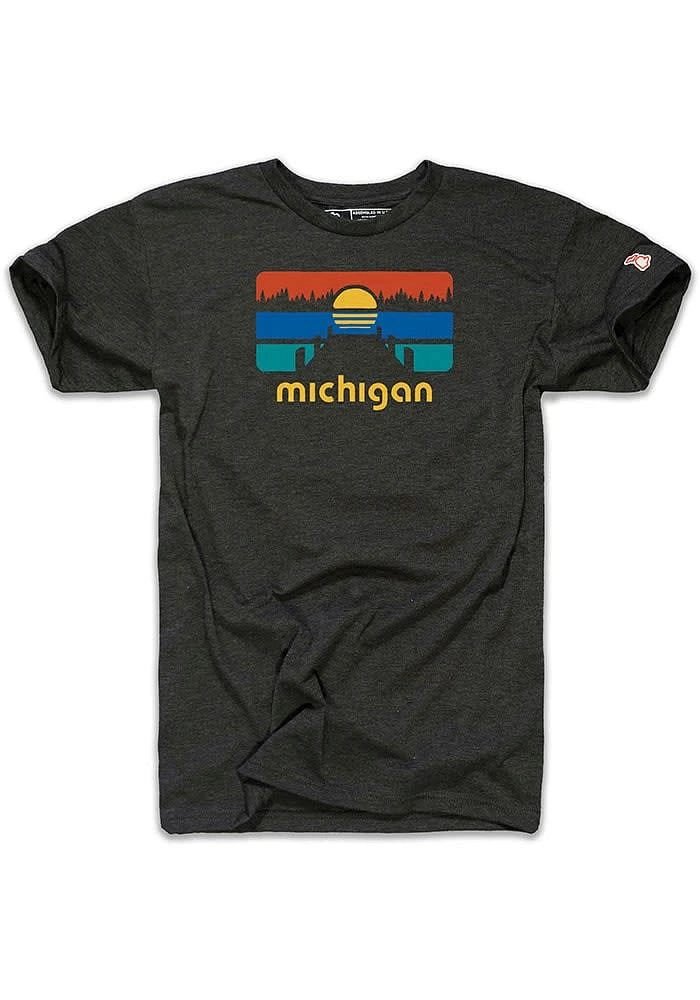 The Mitten State Michigan Black Dockside Short Sleeve Fashion T Shirt