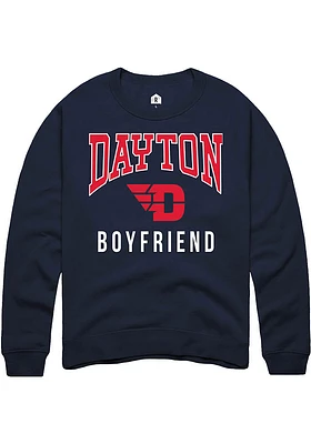 Rally Dayton Flyers Mens Navy Blue Boyfriend Long Sleeve Crew Sweatshirt