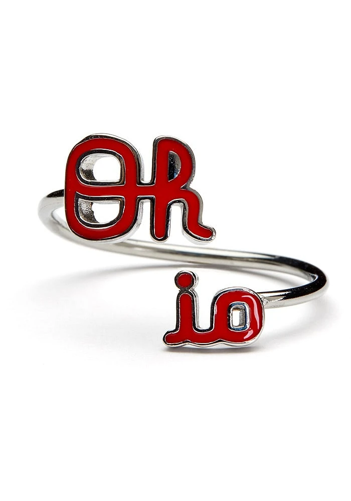 Ohio State Buckeyes Adjustable Stainless Steel Womens Ring