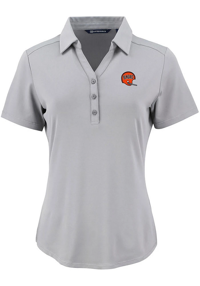 Cutter and Buck Cincinnati Bengals Womens Graphite Historic Forge Eco Polo Short Sleeve Shirt