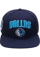 Pro Standard Dallas Mavericks Navy Blue Stacked Logo Mens Snapback Hat