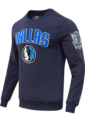 Pro Standard Dallas Mavericks Mens Navy Blue Classic Bristle Long Sleeve Fashion Sweatshirt