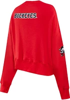 Pro Standard Ohio State Buckeyes Womens Red Fleece Crew Sweatshirt