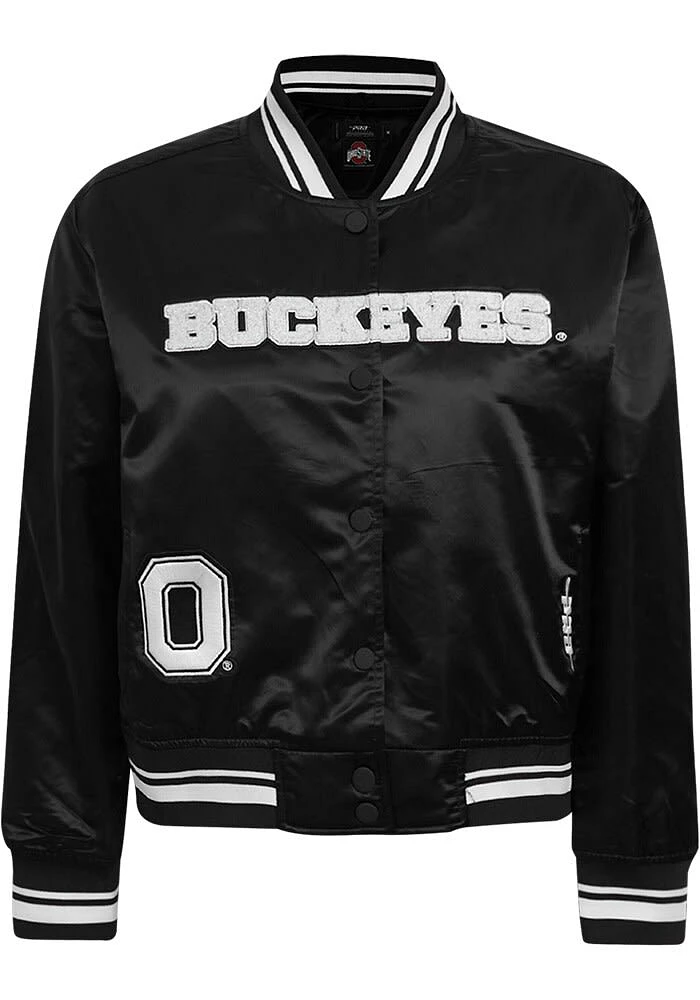 Pro Standard Ohio State Buckeyes Womens Black Pearl Satin Light Weight Jacket