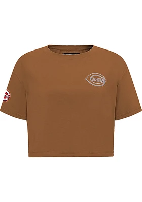 Pro Standard Cincinnati Reds Womens Brown Paint Short Sleeve T-Shirt