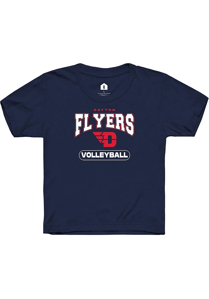 Rally Dayton Flyers Youth Navy Blue Volleyball Short Sleeve T-Shirt