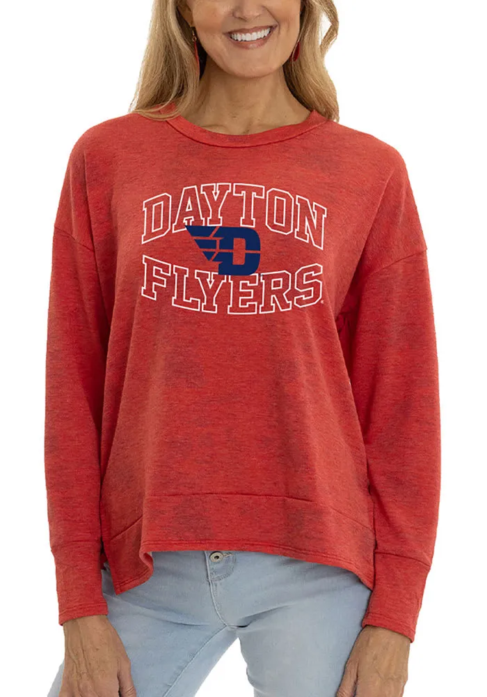 Dayton Flyers Womens Red Tie Dye Long Sleeve Pullover