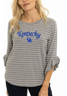 Flying Colors Kentucky Wildcats Womens Grey Ruffle 3/4 Length LS Tee