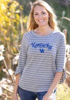 Flying Colors Kentucky Wildcats Womens Grey Ruffle 3/4 Length LS Tee