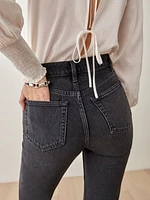 Cynthia Button Fly High Rise Straight Jeans