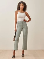 Ryan Tonal Patch High Rise Straight Jeans