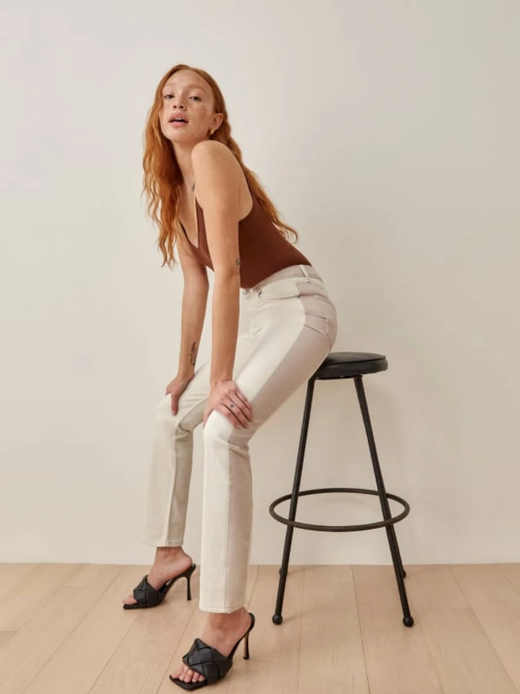 Cynthia Tonal Reworked High Rise Straight Jeans