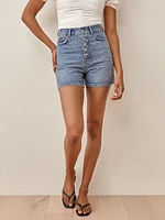 Amy Button Fly High Rise Jean Shorts