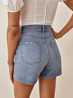 Amy Button Fly High Rise Jean Shorts