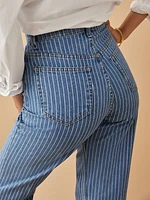 Hailey Pinstripe High Rise Wide Leg Jeans